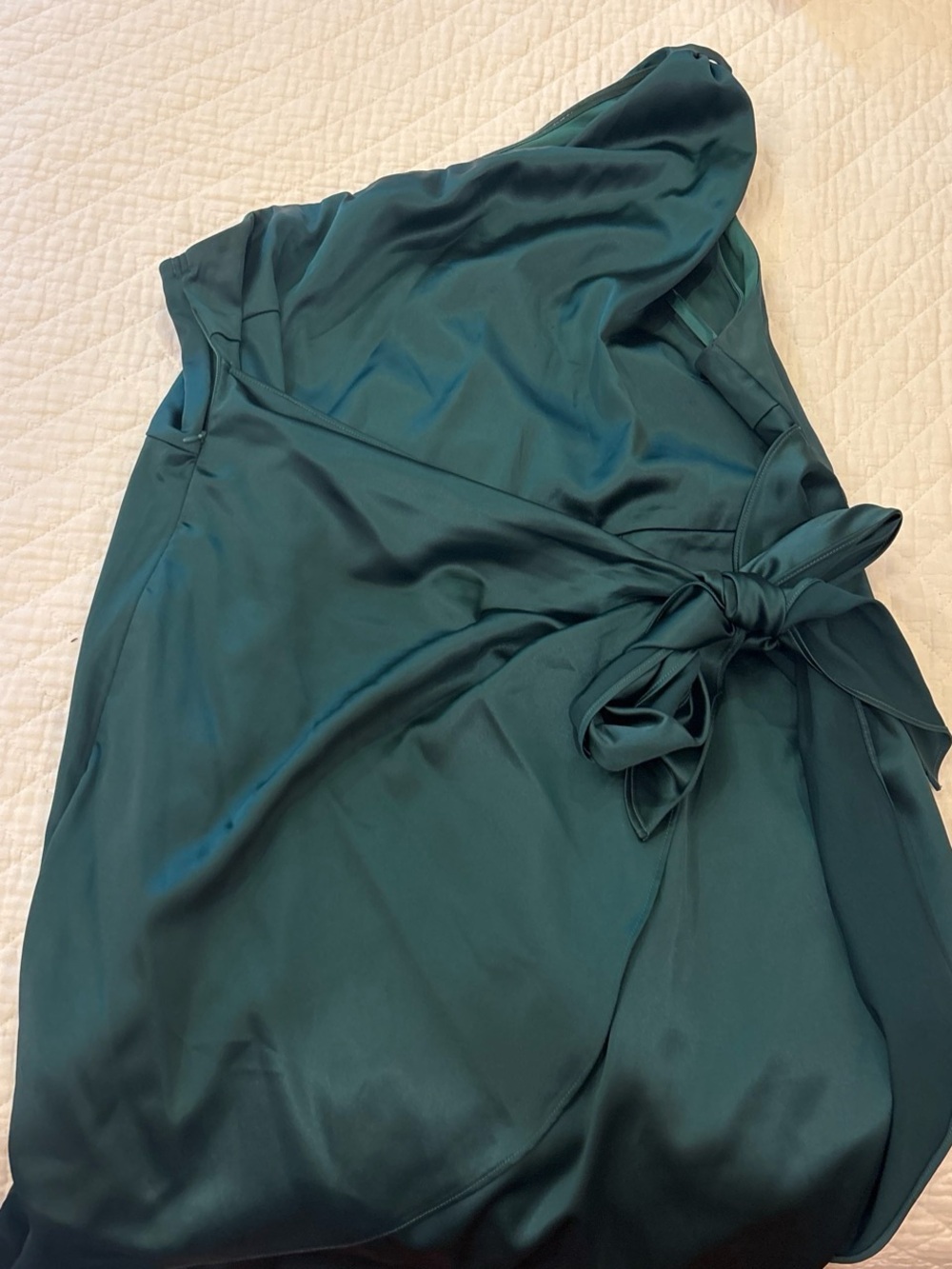 Grace Karin dark green Satin Dress with Side Tie Detail